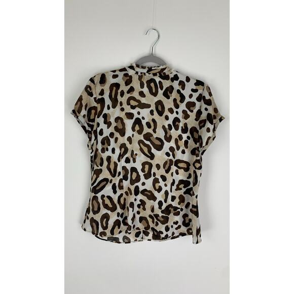 Style & Co Women's Button Down Shirt Collar Ruffles Leopard Print Size 18 NWOT - Picture 2 of 7
